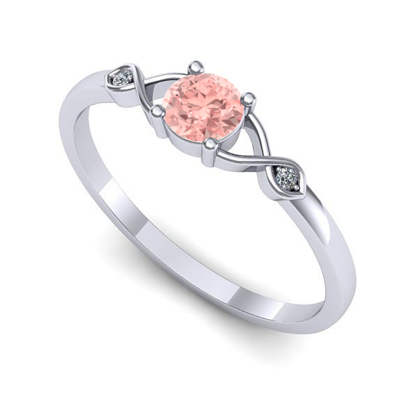 Inel din aur alb cu diamant de laborator roz