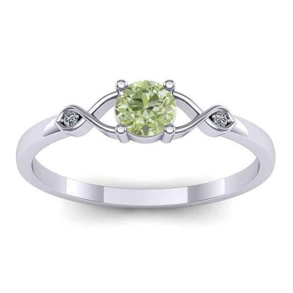 Inel cu diamant de laborator verde rotund