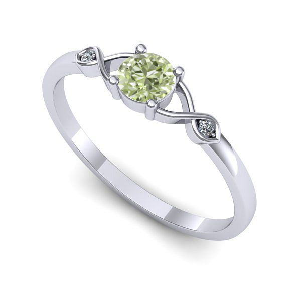 Inel din aur alb cu diamant de laborator verde