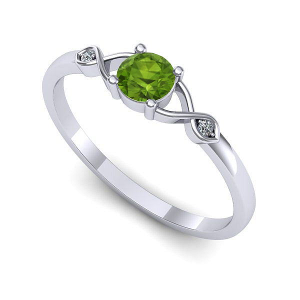 Inel din aur alb cu peridot