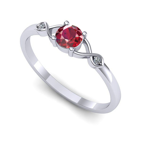 Inel din aur alb cu rubin