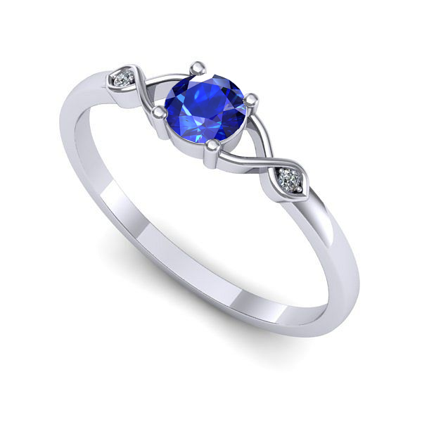 Inel din aur alb cu safir