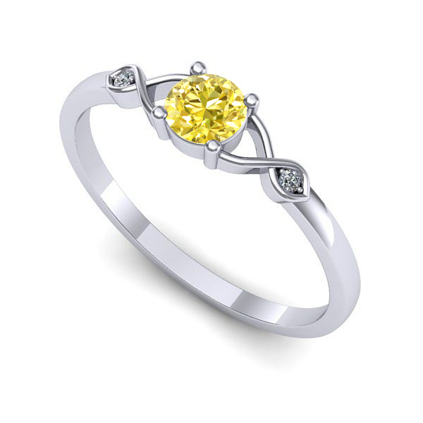 Inel din aur alb cu safir galben