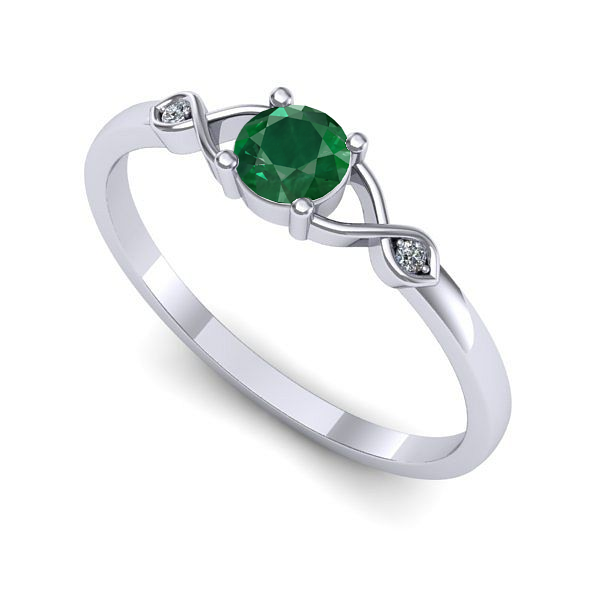 Inel logodna din aur alb cu smarald