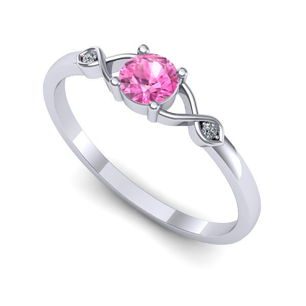 Inel de logodna din aur alb cu safir roz