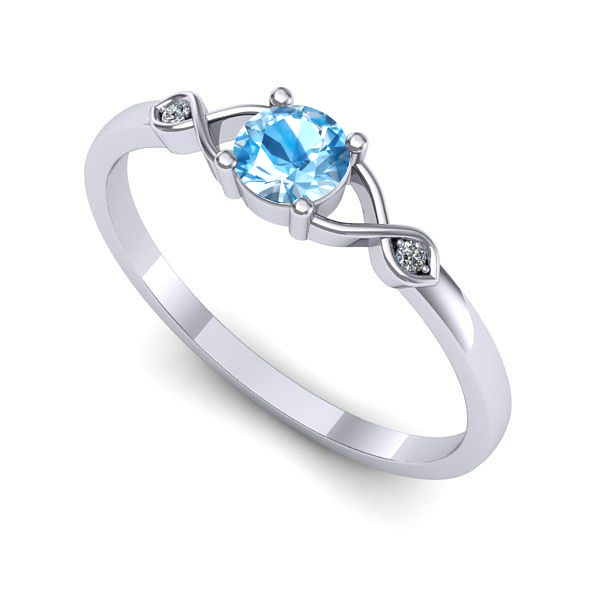 Inel din aur alb cu topaz blue