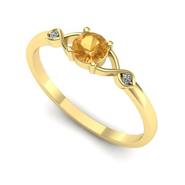 Inel logodna din aur galben cu citrin