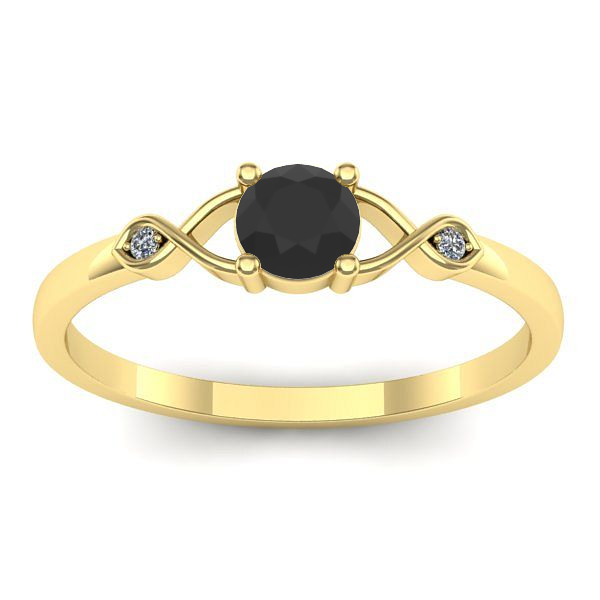 Inel logodna cu diamant negru rotund