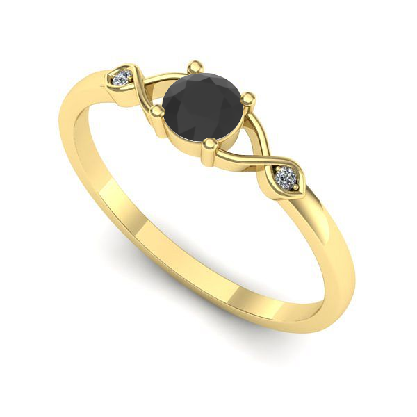 Inel logodna din aur galben cu diamant negru