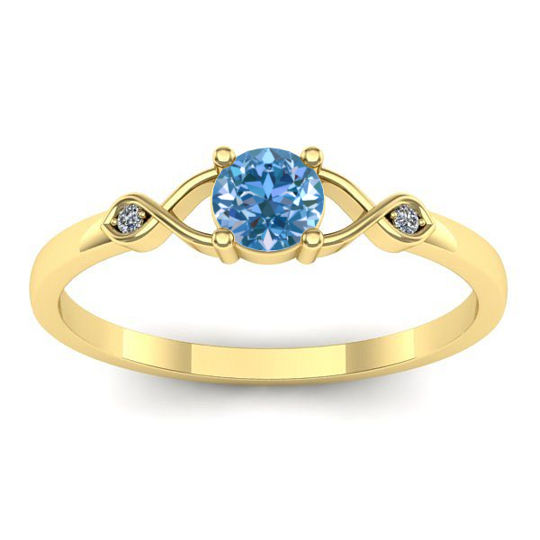 Inel cu diamant de laborator albastru rotund