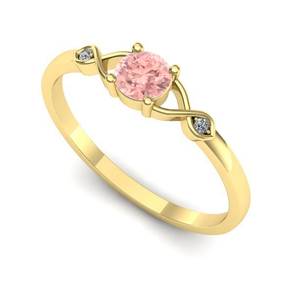 Inel din aur galben cu diamant de laborator roz