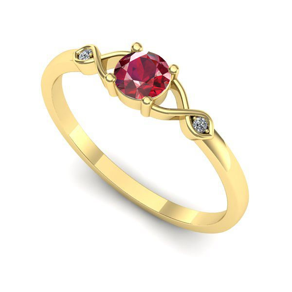 Inel logodna din aur galben cu rubin