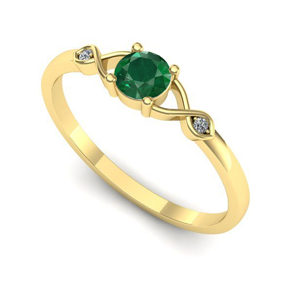 Inel logodna din aur galben cu smarald