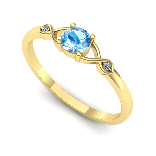 Inel de logodna din aur galben cu topaz blue