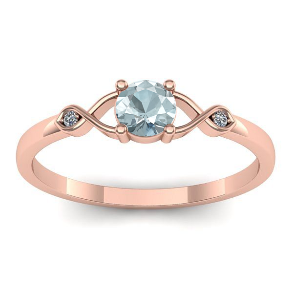 Inel de logodna cu aquamarin rotund