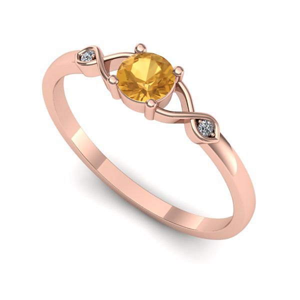 Inel logodna din aur roz cu citrin