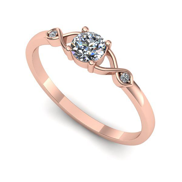 Inel logodna din aur roz cu diamant