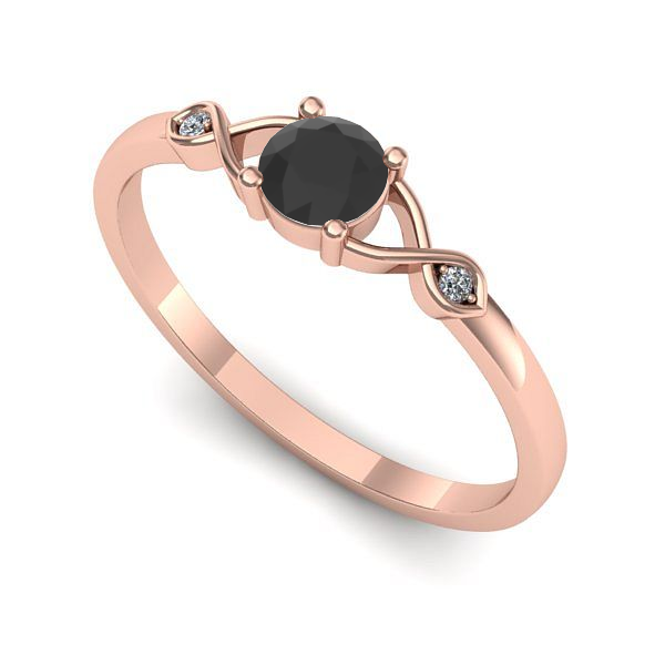 Inel logodna din aur roz cu diamant negru