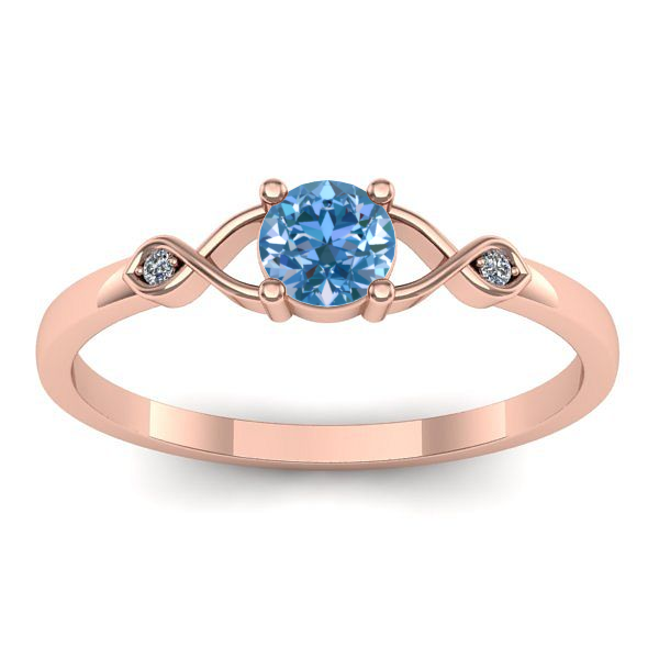 Inel cu diamant de laborator albastru rotund