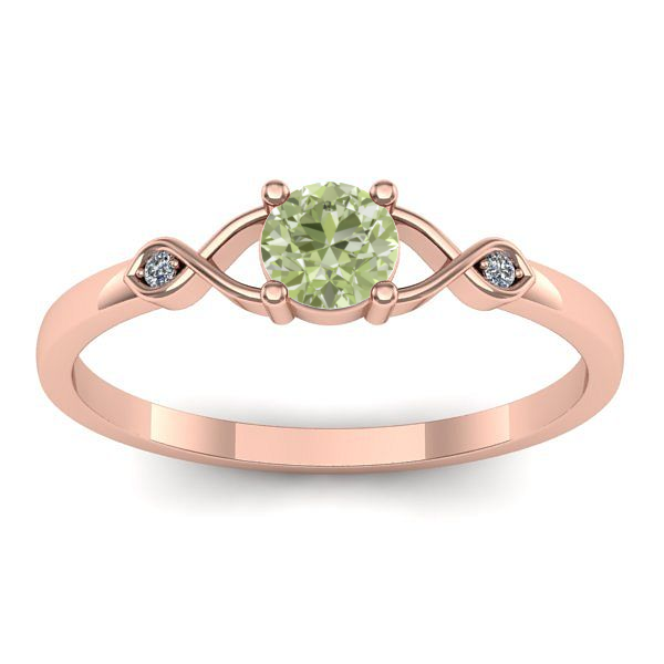 Inel de logodna cu diamant de laborator verde rotund