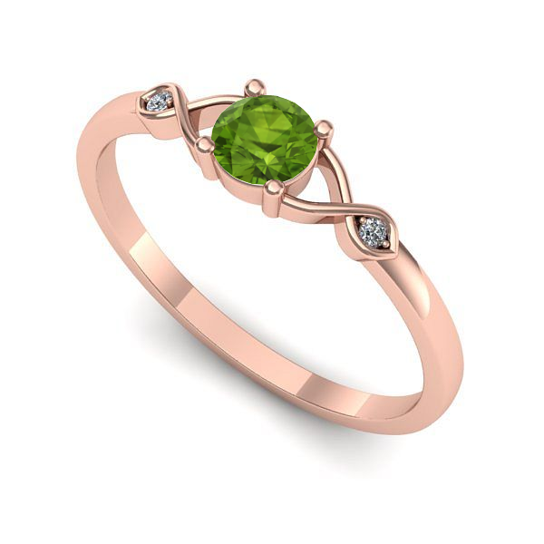 Inel de logodna din aur roz cu peridot