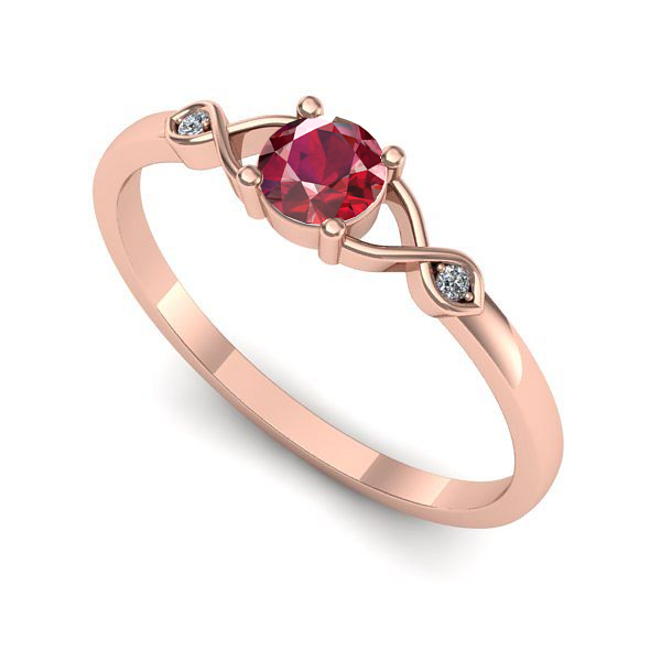 Inel logodna din aur roz cu rubin