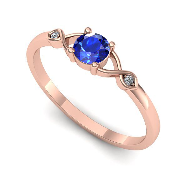 Inel de logodna din aur roz cu safir