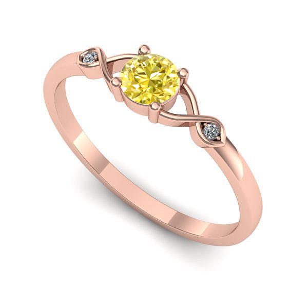 Inel logodna din aur roz cu safir galben