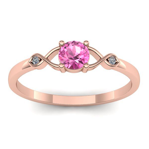 Inel cu safir roz rotund