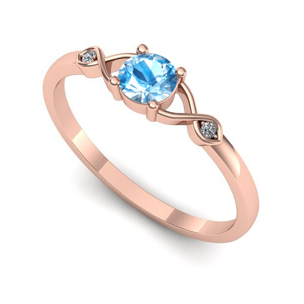 Inel de logodna din aur roz cu topaz blue