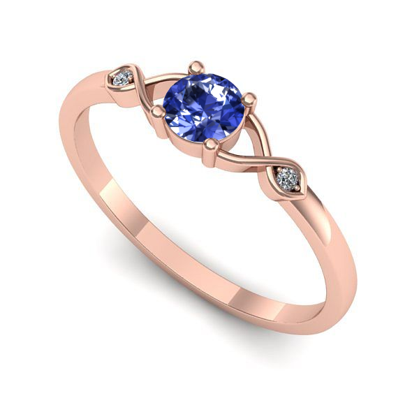 Inel logodna din aur roz cu tanzanit