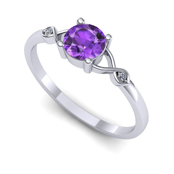 Inel din aur alb cu ametist