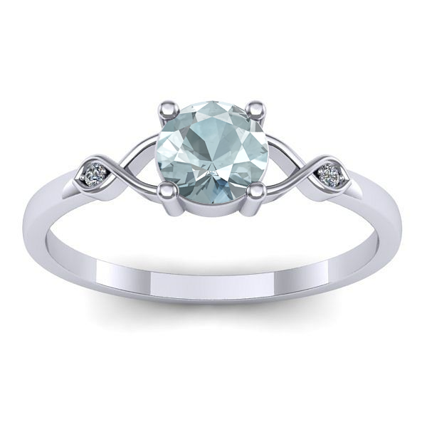 Inel de logodna cu aquamarin rotund