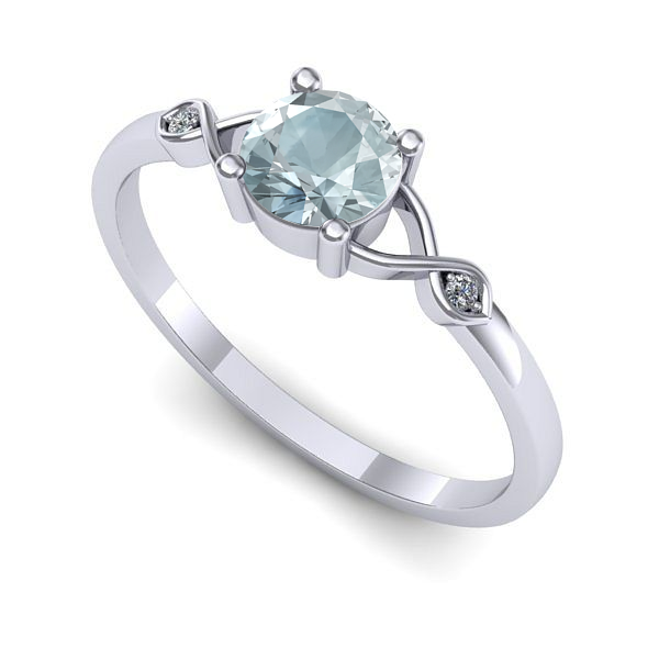 Inel din aur alb cu aquamarin