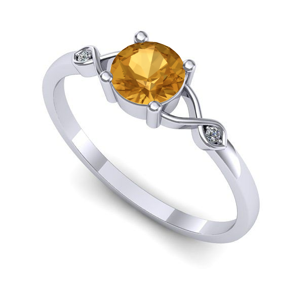 Inel din aur alb cu citrin