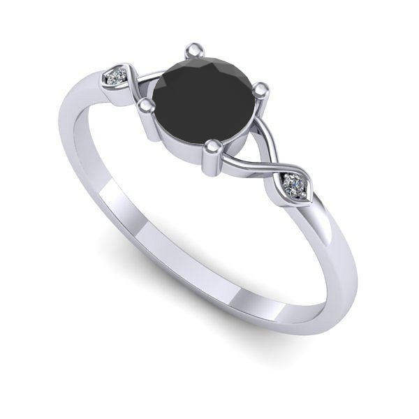 Inel de logodna din aur alb cu diamant negru