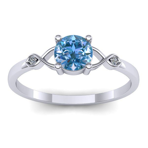 Inel cu diamant de laborator albastru rotund