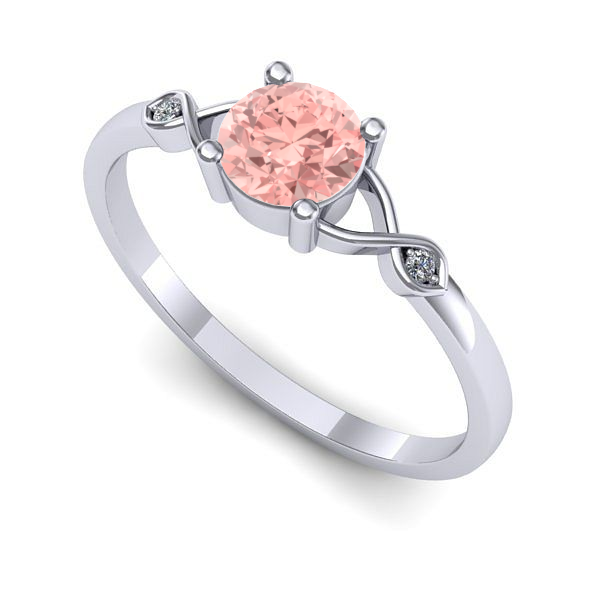 Inel de logodna din aur alb cu diamant de laborator roz