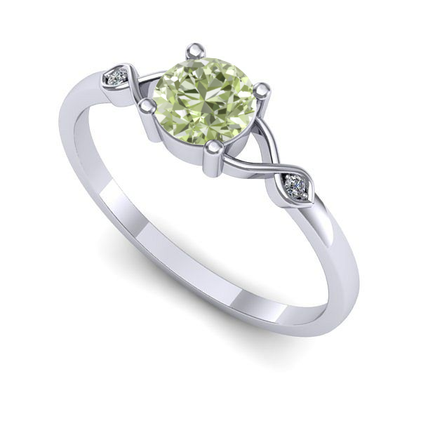 Inel logodna din aur alb cu diamant de laborator verde