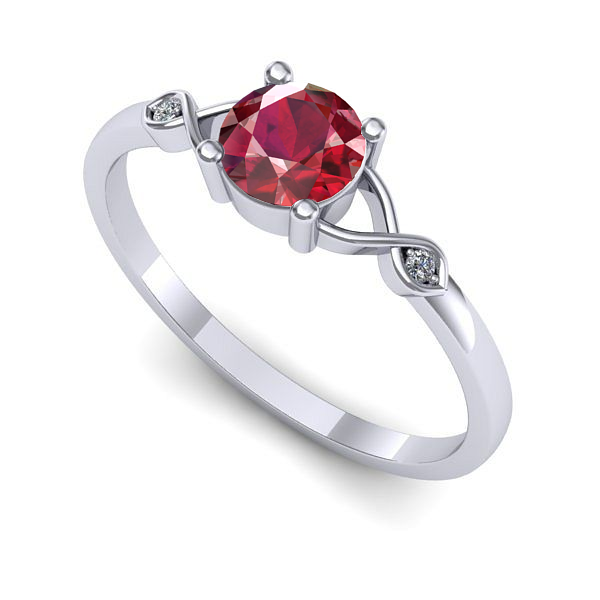 Inel logodna din aur alb cu rubin