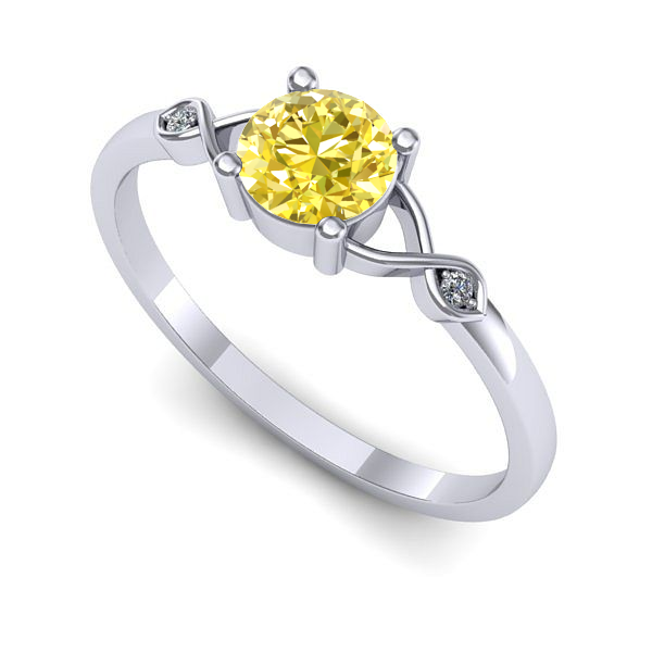 Inel de logodna din aur alb cu safir galben