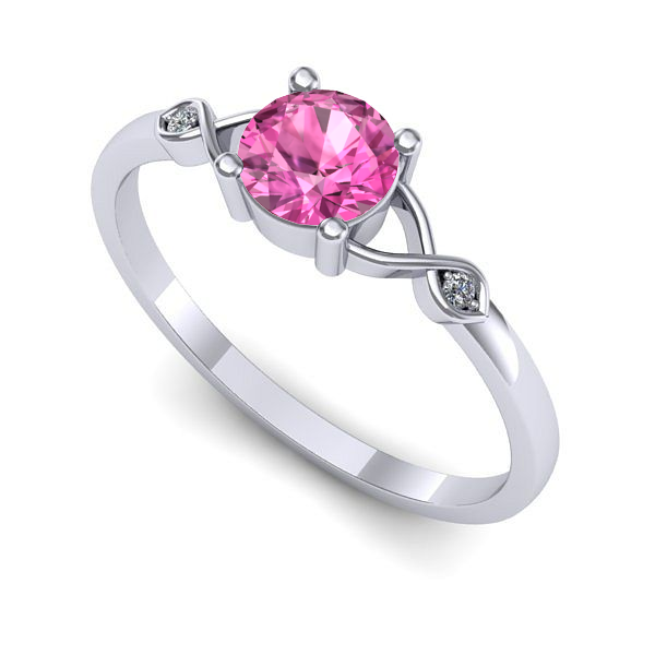 Inel din aur alb cu safir roz