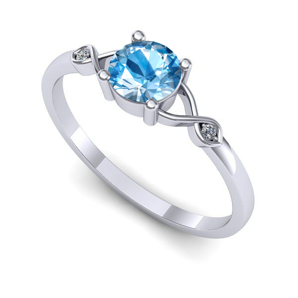 Inel din aur alb cu topaz blue