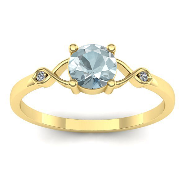 Inel de logodna cu aquamarin rotund