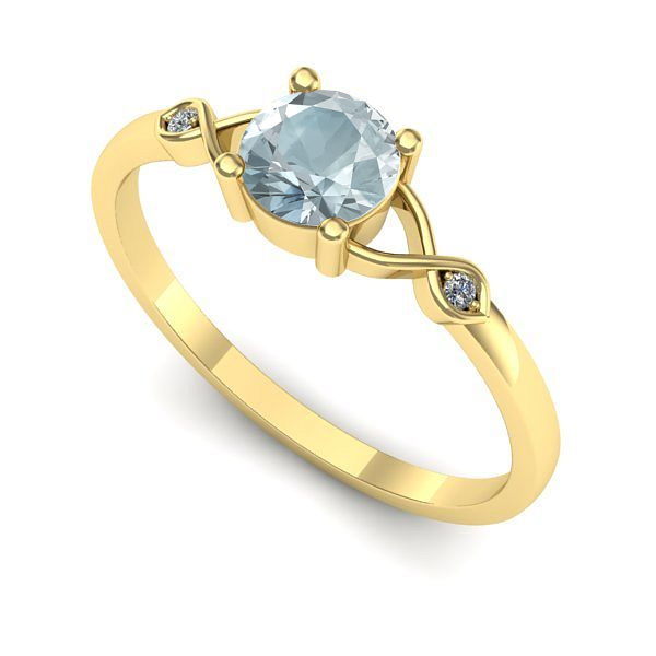 Inel logodna din aur galben cu aquamarin