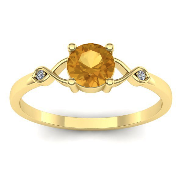 Inel cu citrin rotund