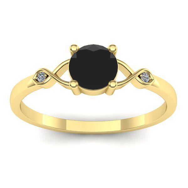 Inel logodna cu diamant negru rotund