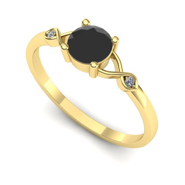 Inel de logodna din aur galben cu diamant negru