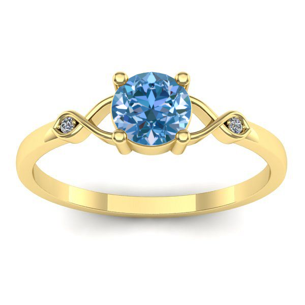 Inel cu diamant de laborator albastru rotund