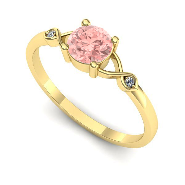Inel logodna din aur galben cu diamant de laborator roz